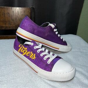 LSU Tigers Womens Color Glitter Low Top Canvas Shoes FOCO